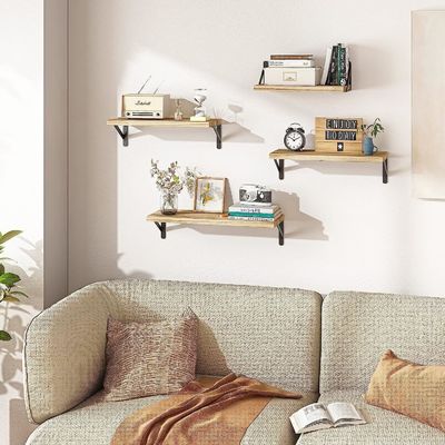 Popular Custom Size Color Set of 5 Rustic Wood Floating Shelves for Bathroom Decor