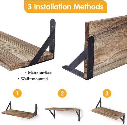 Popular Custom Size Color Set of 5 Rustic Wood Floating Shelves for Bathroom Decor