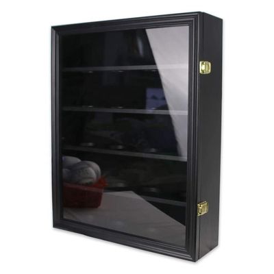 Wood and Acrylic Black 20 Baseball Display Case Cabinet for Storing Sports Memorabilia
