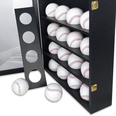 Wood and Acrylic Black 20 Baseball Display Case Cabinet for Storing Sports Memorabilia