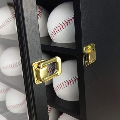 Wood and Acrylic Black 20 Baseball Display Case Cabinet for Storing Sports Memorabilia