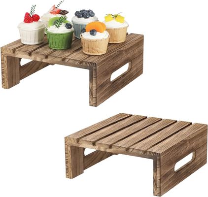 Rustic Brown Burnt Wood Cake Stand Wooden Dessert Buffet Display Holder by Customers