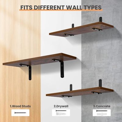 Dark Brown Set Of 5 Wooden Wall Mounted Floating Shelves Household Storage Containers