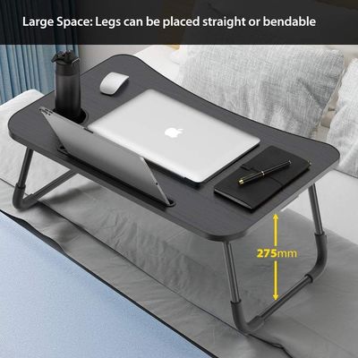 Adjustable Height Folding Lap Desk with Storage Drawer and Cup Holder