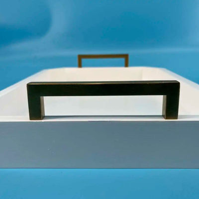Customized Logo Acceptable White Wooden Serving Tray with Handles Made of Acacia Wood