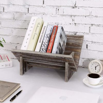 Living Room Wooden Book Display Retro Style Organizer for Magazine Book Files Albums
