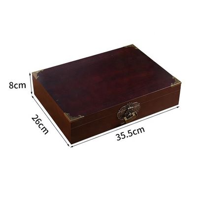 Customized Logo Acceptable Vintage Style Wooden Jewelry Gift Box with Lock and Key
