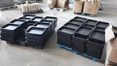 202406 Black Wooden Serving Tray Acacia Wood Material Custom Wood Tray with Handles
