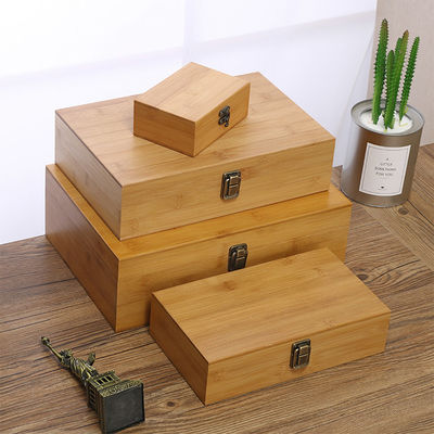 Customized Logo Acceptable Eco-friendly Bamboo Rectangle Wooden 13x9x5cm Storage Box