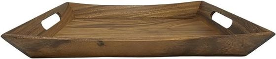 19.88 X 14 X 2.5 Inch Acacia Curved Serving Tray Set With Handle Logo For Gifts Stores