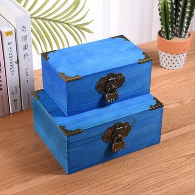 Varnishing Handling Vintage Style Customized Small Wooden Wedding Photo Box with Lock
