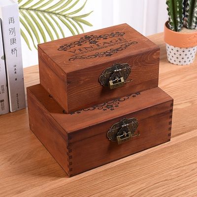 Varnishing Handling Vintage Style Customized Small Wooden Wedding Photo Box with Lock