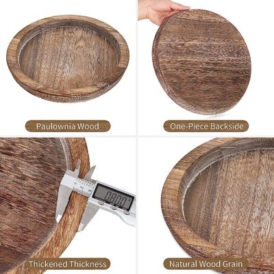Custom Wooden Serving Tray Rustic Round Candle Holder Decor for Cake Tools and Design