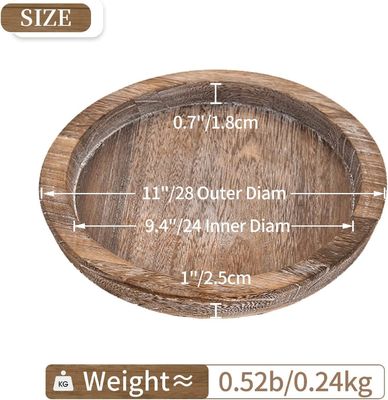 Custom Wooden Serving Tray Rustic Round Candle Holder Decor for Cake Tools and Design