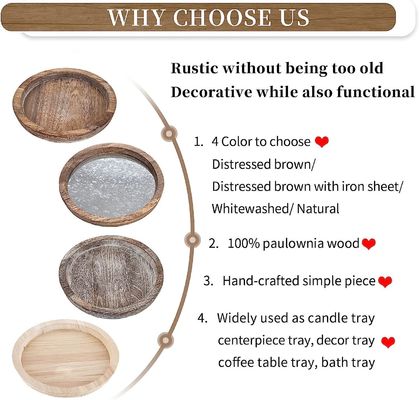 Custom Wooden Serving Tray Rustic Round Candle Holder Decor for Cake Tools and Design