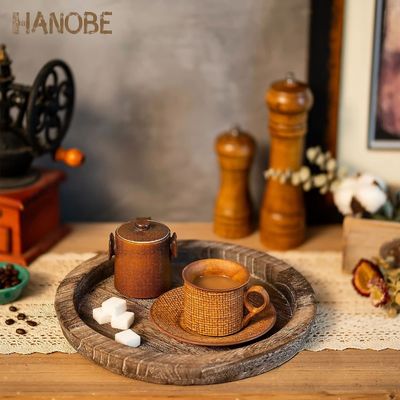 Custom Wooden Serving Tray Rustic Round Candle Holder Decor for Cake Tools and Design