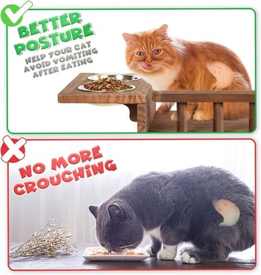 Say Goodbye to Messy Floors Wall Mounted Cat Feeding Shelf with Ladder and 2 Bowls