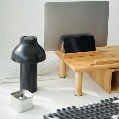 Functional design Bamboo Laptop Stand Holder with Adjustable Dock Fits All MacBook Multifunctional