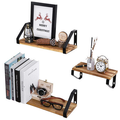 Rustic Wood Wall Shelf for DIY Book and Small Plants Organization in Handmade Design