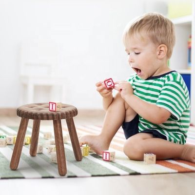 Small Kids' Delight Custom Wooden Stools in Cookie Shape Made of Beech Walnut Wood