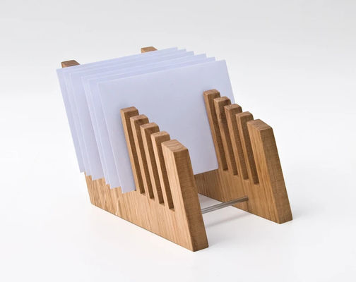 Office Desk Organization Made Stylish with Wooden File Holder and Printing Function
