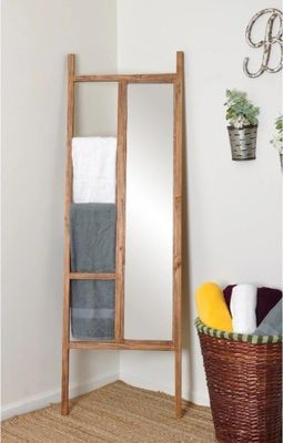 Bathroom Leaning Dressing Mirror Ladder Modern Design Style Wooden Frame with Mirror