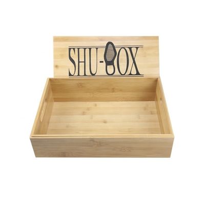 Wooden Structure Custom Handmade Rectangle Shoe Box With Laser Engraved Printing