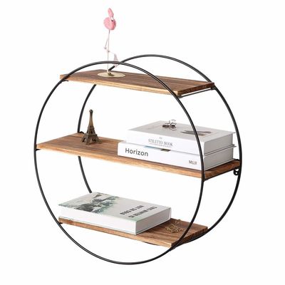 Floating Hanging Shelf for Picture Frames and Displaying Sundries in Wooden Metal