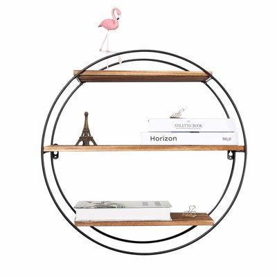 Floating Hanging Shelf for Picture Frames and Displaying Sundries in Wooden Metal