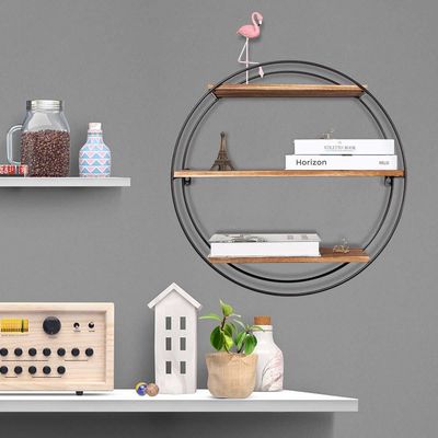 Floating Hanging Shelf for Picture Frames and Displaying Sundries in Wooden Metal