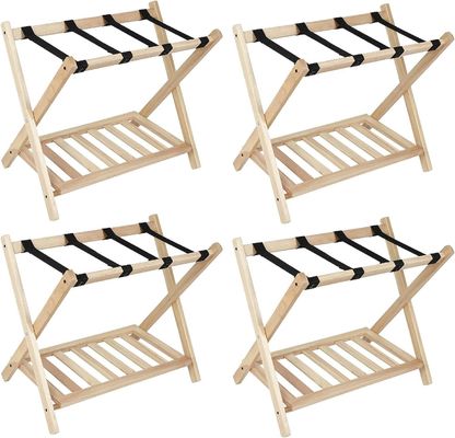 High Quantity 2 Tier Foldable Luggage Racks with Shelf and Heavy Duty Nylon Belts
