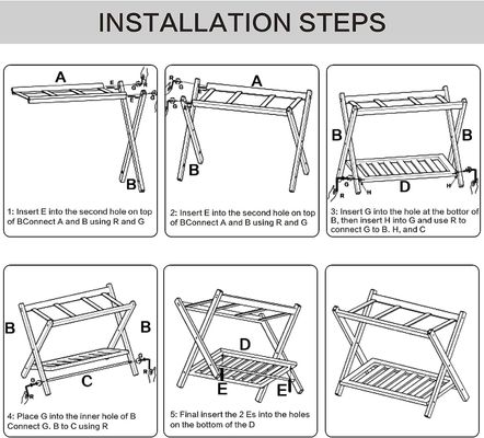 High Quantity 2 Tier Foldable Luggage Racks with Shelf and Heavy Duty Nylon Belts