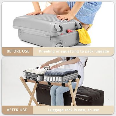 High Quantity 2 Tier Foldable Luggage Racks with Shelf and Heavy Duty Nylon Belts