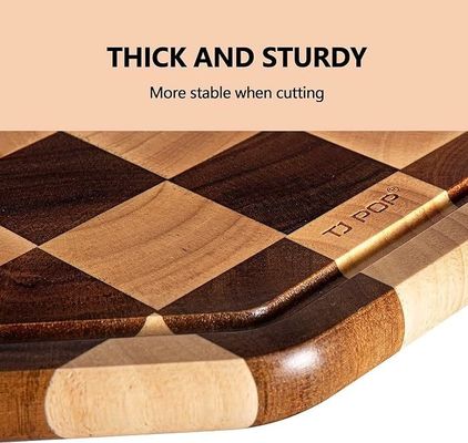 Customized 12X12X0.8 Inch Acacia Wooden Cutting Octagon Serving Board with Juice Groove