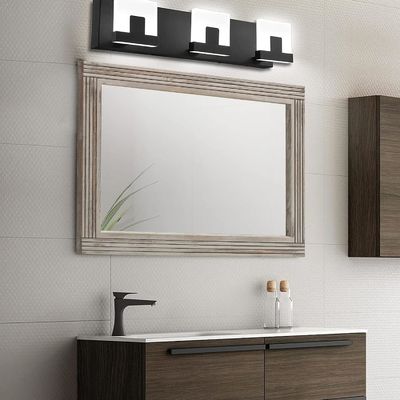Wooden Spliced Wall Mirror for Bathroom Solid Wood Frame Rustic Farmhouse Vanity Mirror