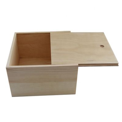 Customized Unfinished Natural Color Wooden Slide Top Boxes for Logo Customization