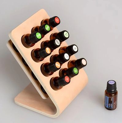 Silk-screen Printing 12 Holes Wooden Essential Oil Bottle Display Stand for Storage Rack