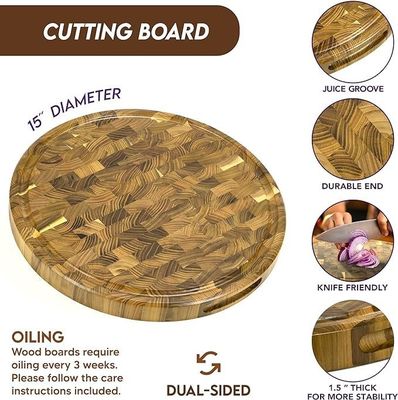Custom Service 15 Inch Wooden Cutting Board with Eco-Friendly Design and Juice Groove