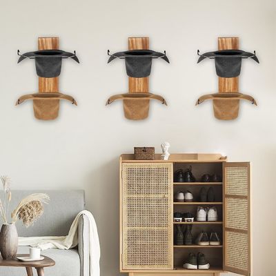 Functional Design Multifunctional Wall Mount Storage Shelf and Hat Rack for Bamboo