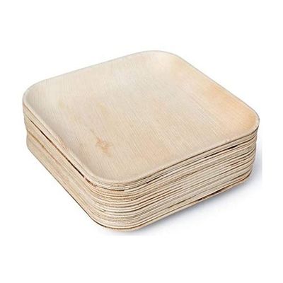 Romantic Square Biodegradable Areca Palm Leaf Wooden Bamboo Plate for Disposable Party
