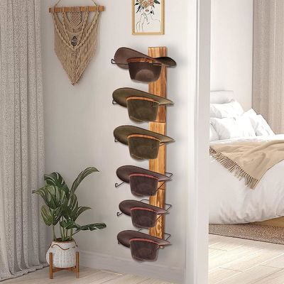 Functional Design Multifunctional Wall Mount Storage Shelf and Hat Rack for Bamboo
