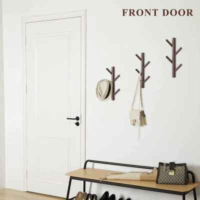 Wood Hook Wall Decor Hanger for Bedroom and Bathroom Behind Doors/On Walls Function