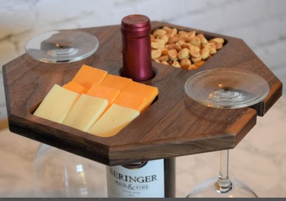 Wood Wine Holder with High Quantity Advantage Portable Food Serving Tray Wine Bottle Tray