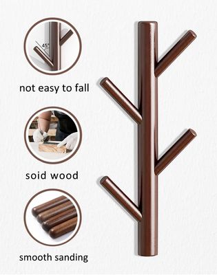 Wood Hook Wall Decor Hanger for Bedroom and Bathroom Behind Doors/On Walls Function