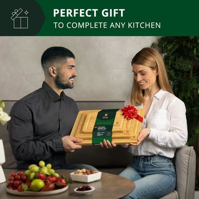 Extra Large Natural Bamboo Cutting Board Set with Oil Grooves Set of 3 Serving Boards