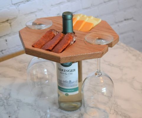 Wood Wine Holder with High Quantity Advantage Portable Food Serving Tray Wine Bottle Tray