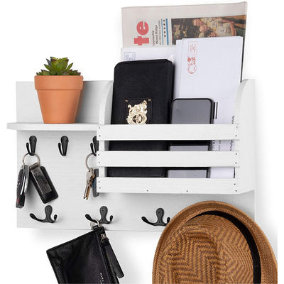 Double Tier Wall Mount Storage Shelf Magnetic Home Hanging Organizer Rack with Key Holder