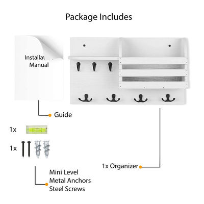 Double Tier Wall Mount Storage Shelf Magnetic Home Hanging Organizer Rack with Key Holder