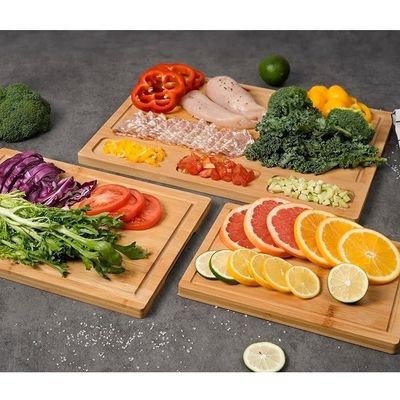 Popular Custom Service Bamboo Cutting Boards For Kitchen Set Of 3 With Juice Groove