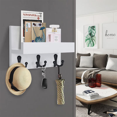 Double Tier Wall Mount Storage Shelf Magnetic Home Hanging Organizer Rack with Key Holder
